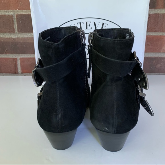 Steve Madden Cuff Black Suede Western Ankle Boots Buckle US 9.5 M - Picture 8 of 8